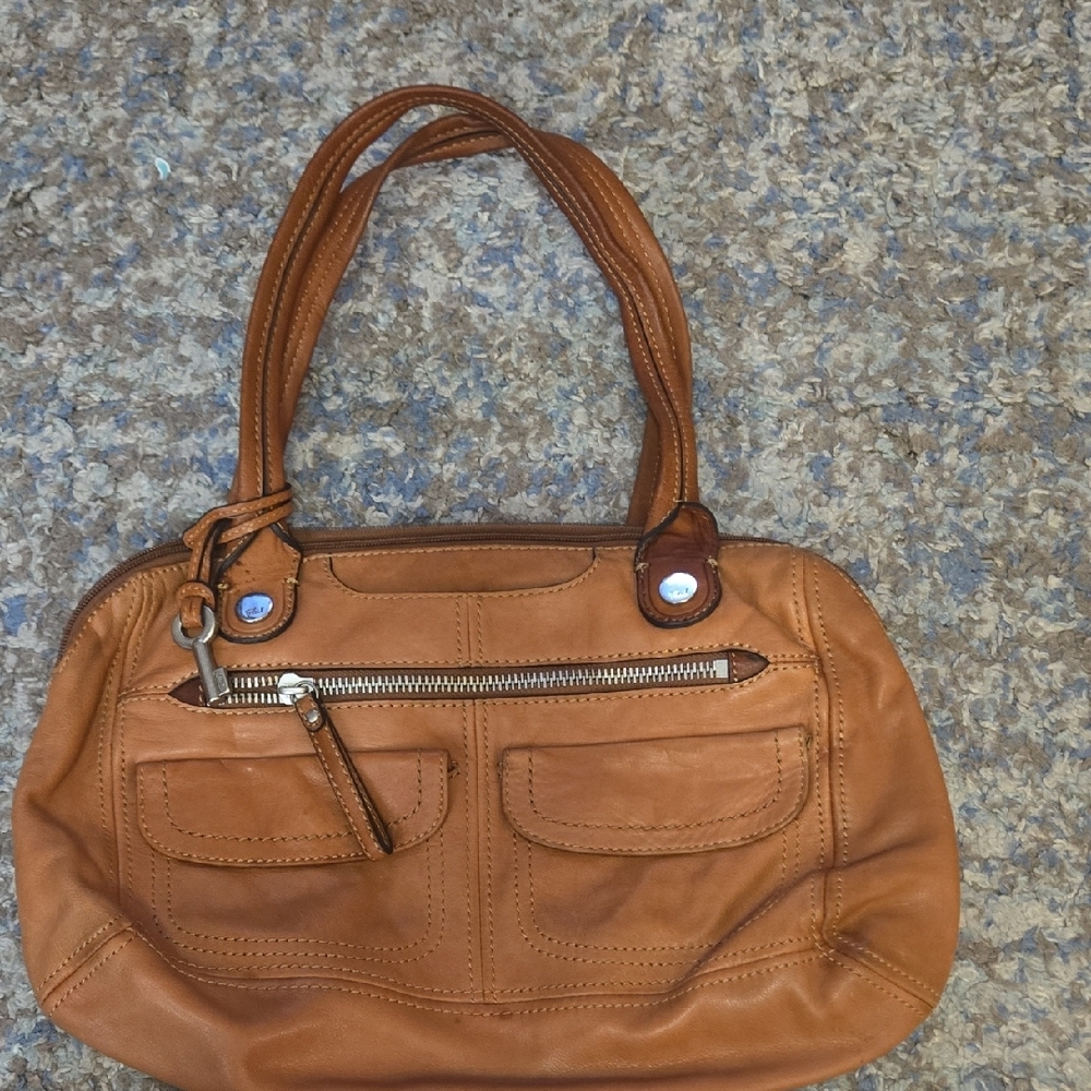 Fossil Tan Leather Shoulder Bag